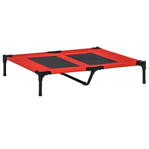 Cuccia rinfrescante sostenibile per cani di piccola taglia, 91x76 cm, con rete ventilata, rossa - per l'estate - Product Image 1