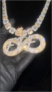 Pendentif Hip Hop en Moissanite pour Homme, Lettre Infinie Sertie de Pierres, Argent 925 Plaqué Or, Moissanite VVS Personnalisée - Product Image 6