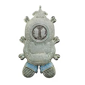 Custom 3D Doll Cartoon Moissanite Hip Hop Pendant with 925 Sterling Silver For Unisex Fine Jewelry Pendants & Charms - Product Image 1
