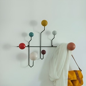 Vintage Korean <b>Clothes</b> Hat <b>Wall</b> Iron Frame Hooks with 6/8 Green Cream Wood Balls for Hanging - Product Image 2