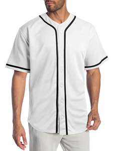 Maillot de baseball respirant à manches courtes, grande taille, avec transfert thermique, chemises boutonnées, uniformes de sport unisexes, logo personnalisé - Product Image 2