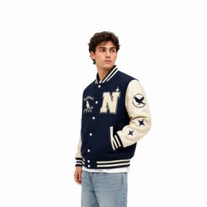 Vestes de baseball vintage personnalisées avec logo brodé en chenille sur le devant pour hommes, coupe-vent et respirantes - Product Image 3
