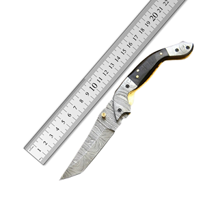 Cuchillo Plegable Artesanal de Acero Inoxidable Damasco para Supervivencia y Caza, con Funda de Cuero, Ultra Afilado 58HRC, Venta al por Mayor B2B, DIY - Product Image 6