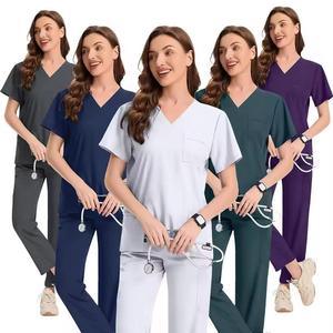 Medical scrub suit uniform <b>set</b> designed with breathable fabric top and pants for clinic hospital and healthcare environments - Product Image 5