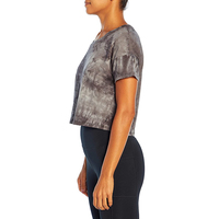 Camiseta Corta de Mujer, Color Coral, Cuello Redondo, Manga Corta, Color Sólido, con Bolsillo, Corte Holgado, Informal, Primavera Verano, 100% Algodón