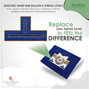 Parche de insignia de rango bordado personalizado, distintivo masónico, distintivo de hombro azul con borde dorado, OEM ODM, forma de T, cuentas de color sólido premium - Product Image 2