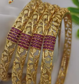 Ensemble de quatre bracelets de créateur élégants en or d'un gramme pour mariage polonais Ensemble de bijoux traditionnels en laiton plaqué or pour femmes - Product Image 2