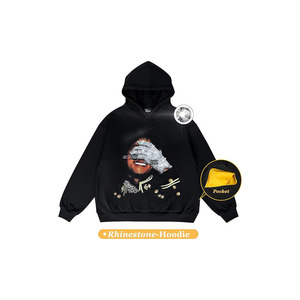 Rhinestone Hoodie, <b>Mens</b> Long Sleeve Hooded <b>Pullover</b>, Unisex Graphic Top, The <b>for</b> Fans - Product Image 5