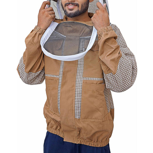 Chaqueta de Apicultura de Algodón Color Bronceado para Hombre con Velo Redondo de Malla Protectora, Traje de Apicultor para Trabajo en Apicultura y Cosecha de Miel, Equipo de Seguridad - Product Image 3
