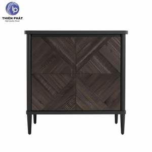 <b>Rustic</b> Acacia Wood <b>Sideboard</b> with Herringbone Panel Design for Living Room - Product Image 2