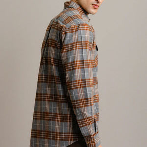 Chemises en flanelle pour hommes très tendance, doublure sergé 100 % coton, manches longues, boutonnées, bas de chemise arrondi, poche intégrée, vêtement d'extérieur - Product Image 2