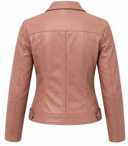 เสื้อแจ็คเก็ตหนังผู้หญิง แขนยาว ปิดซิป คอปกพับได้ สไตล์ฤดูใบไม้ร่วง - Product Image 2