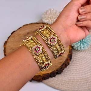 Indian Ethnic Diya Chorski Openable Fashion Bangles - Product Image 3