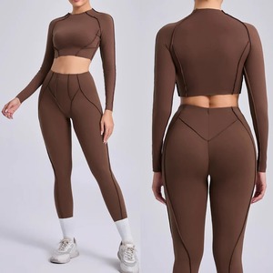 Ensemble de vêtements de sport pour femme, taille plus, respirant, sans couture, 2 pièces, avec logo personnalisé, pour la gym, le fitness, le yoga - Product Image 5