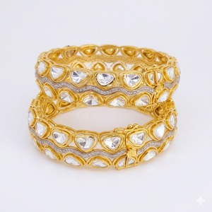 Traditional Ethnic Designer925 Silver Monzo Bangles Crystal Stone Designer <b>Kada</b> Bracelet Set for Women Wedding Jewelry - Product Image 1