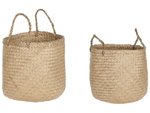 Juego de 2 Cestas Redondas de Seagrass Natural Hechas a Mano, Cestas de Almacenamiento Ecológicas al por Mayor, Hechas en Vietnam - Product Image 1