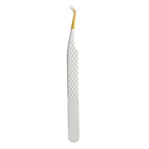 Ensemble de pinces à cils de précision en acier inoxydable à pointe lisse plaqué or pour l'application de faux cils - Product Image 2