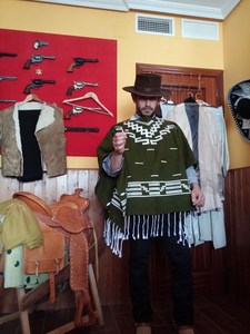 Poncho in Lana Stile Clint Eastwood, Modello Originale '<span class=keywords><strong>Il</strong></span> <span class=keywords><strong>Buono</strong></span>, <span class=keywords><strong>Il</strong></span> <span class=keywords><strong>Cattivo</strong></span> e <span class=keywords><strong>Il</strong></span> <span class=keywords><strong>Brutto</strong></span>', Verde Oliva, Costume da Western - Product Image 4