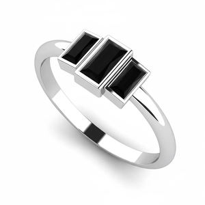 Anillo de Sello Unisex Minimalista de Plata de Ley 925 con Bisel de Ónix Negro Triple, Diseño Clásico, Joyería Personalizada - Product Image 2