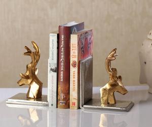 Juego de Sujetalibros de Aluminio de Lujo Moderno, Soporte Decorativo para Libros y Revistas, Escultura para Decoración de Estanterías de Hogar y Oficina - Product Image 1