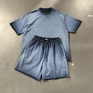 Conjunto de Camiseta y Pantalones Cortos de Algodón Ecológico para Hombre, Cuello Redondo, Color Sólido, Estilo Urbano, Informal, Verano, Tejido Transpirable - Product Image 6
