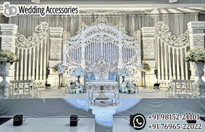 Décoration de scène de mariage asiatique style Palais Impérial, aménagement de mariage thème victorien blanc, scène de réception de mariage de luxe style Bollywood USA - Product Image 4