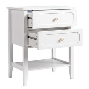 Comodino Intelligente a 2 Cassetti in Legno, Tavolino Laterale Assemblato per Soggiorno o Camera da Letto, Mobiletto o Tavolino da Notte - Product Image 3