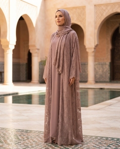 Abaya en pashmina, laine mérinos, dentelle, collection de créateurs, soirée/occasion formelle, longueur au sol, toutes saisons, dernière tendance, Dubaï - Product Image 2