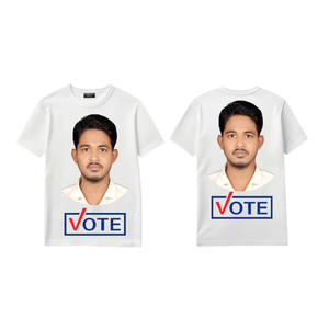 T-shirt unisexe personnalisé avec photo pour campagne électorale, bleu, manches courtes, col rond, imprimé « Votez », T-shirt de campagne électorale - Product Image 5