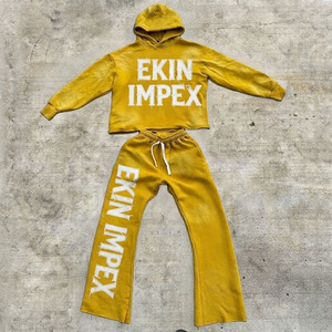 Ekin Impex Custom Brand 100% Cotton Fleece <b>Thermal</b> Pullover Hoodie and Sweatpants <b>Set</b> Wholesale Unisex Tracksuit for <b>Men</b> - Product Image 2