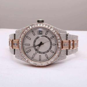 นาฬิกาข้อมือหรูหราประดับเพชรโมอิสซาไนต์ทรงบาแกตต์ สองสี ทอง-เงิน ระบบออโตเมติก สไตล์ฮิปฮอป - Product Image 1