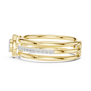 Bague de Mariage en Or Massif 14K avec Diamant de Laboratoire Rond Brillant DEF VVS et Halo Triple Couche, Bijoux Fins en Gros - Product Image 5