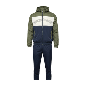 Conjunto Deportivo para Hombre en Verde Oliva, Chaqueta con Cierre y Cuello Alto con Estampado de Letras en la Parte Delantera, Corte Regular, Dos Piezas - Product Image 4