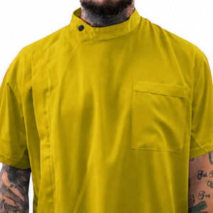 Chemise de travail jaune à manches courtes pour hommes, avec poche poitrine et col, modèle Barber - Product Image 6