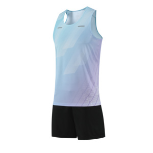 Conjunto Deportivo Cómodo para Atletismo de Verano, Uniforme para Correr al Aire Libre y Gimnasio, con Logotipo Personalizado, 100% Poliéster, Absorbente de Humedad - Product Image 5