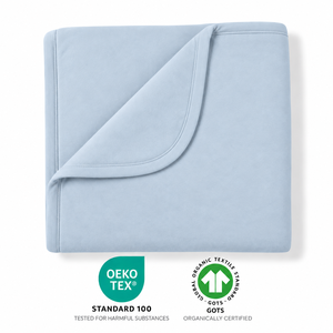 Baby Blanket Solid Light Blue Polar Fleece <b>Quilted</b> Anti-Pilling All-Season Swaddling Wrap Simple Style - Product Image 2