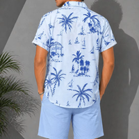 Chemise d'été décontractée pour homme Beech Wear 300 grammes respirante séchage rapide écologique à manches courtes imprimé floral 100% polyester