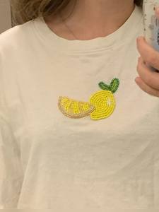 Custom Handcrafted Hot Selling White <b>T</b>-<b>Shirt</b> with Beaded Patriotic Cocktails Design <b>for</b> Women - Product Image 1