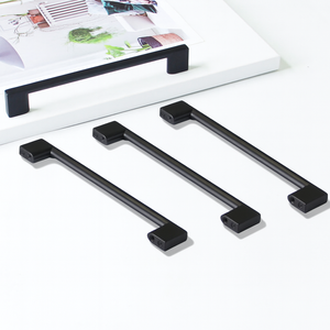 Poignées de meuble minimalistes en alliage de zinc noir, en forme de barre, durables, résistantes à la rouille, solides, pour la cuisine, la salle de bain, la chambre à coucher - Product Image 1