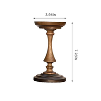 Porte-bougie élégant en bois massif de noyer français, à pieds hauts, écologique, poli, style rétro, avec sculpture en relief MULTI CRAFT pour la maison