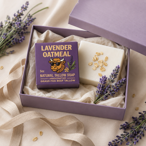 Savon Premium à la Lavande et à l'Avoine au Suif Naturel, Produit de Bain Naturel, Savon Naturel à la Lavande et à l'Avoine, Formulé à l'Avoine - Product Image 1