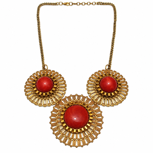 Collier Statement Doré avec Pendentifs en Pierre Turquoise Verte et Franges en Barres Métalliques, Fournisseur en Gros de Bijoux Bohèmes - Product Image 3