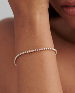 Bracelet en diamant cultivé en laboratoire rond, certifié IGI, or blanc, or jaune, or rose 10K 14K 18K, cadeau de luxe pour mariage - Product Image 4