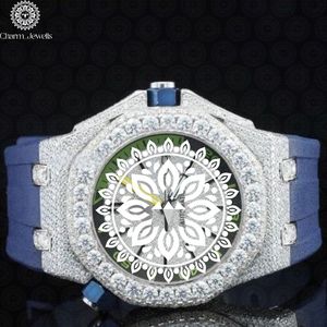 Charm Jewells – montre analogique de luxe en acier inoxydable, boîtier de 40mm, bracelet incrusté de diamants, mouvement mécanique à la mode pour hommes, Date automatique - Product Image 4