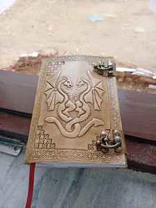 Cuaderno de cuero genuino con páginas en blanco, cuero puro de alta calidad, diario clásico de cuero con doble dragón para hombre y mujer. - Product Image 4