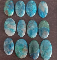 Cabochon ovale en chrysocolle bleue naturelle Quantum, effet de couleur Chakralume, 5-15g, 30-60mm, 8mm, pour la fabrication de bijoux, anneaux, pendentifs, en vrac