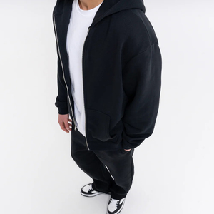 Ensemble de jogging vintage personnalisé pour homme, comprenant un sweat à capuche zippé et un pantalon de survêtement évasé à jambe droite, effet délavé à l'acide - Product Image 3