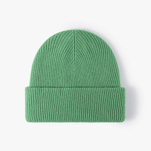 Bonnet en tricot vert uni, unisexe, style décontracté, 100% acrylique, taille adulte 56-58CM - Product Image 3