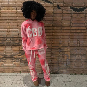 Conjunto de Sudadera con Capucha y Pantalones Jogger Personalizados de Invierno, Estampados, Efecto Desgastado, Lavado Ácido, Corte Regular, Transpirables y de Secado Rápido - Product Image 6