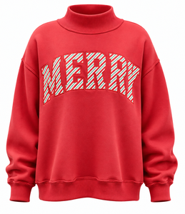 Women’s Casual Embroidered Mockneck Sweatshirt Long Sleeve Breathable Cotton Polyester Fleece Loose Fit Streetwear <b>Top</b> - Product Image 5